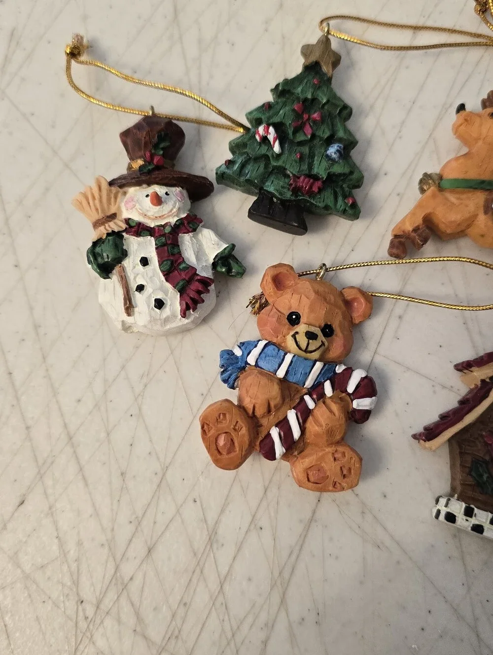 Lot of 6 Resin Miniature Christmas Ornaments Santa Snowman Reindeer 2